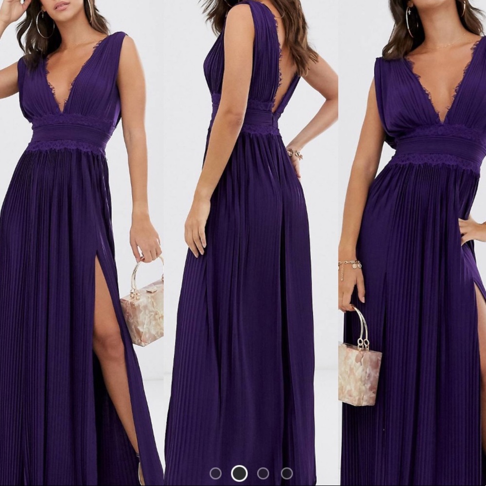 NWT ASOS plus pleated Sleeveless V-neck maxi dress - Picture 8 of 10